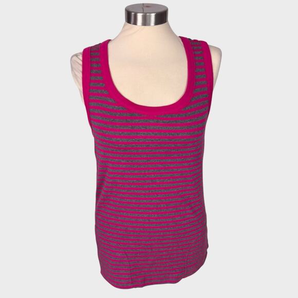 Tommy Hilfiger Play Medium Sleeveless Tank Top Gray Purple Stripe NEW NWT - Picture 1 of 10